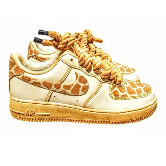 NIKE Air Force 1 Low Custom Orange Dip Dye Rope Lace Sneakers Size 8.5 - Picture 2 of 9